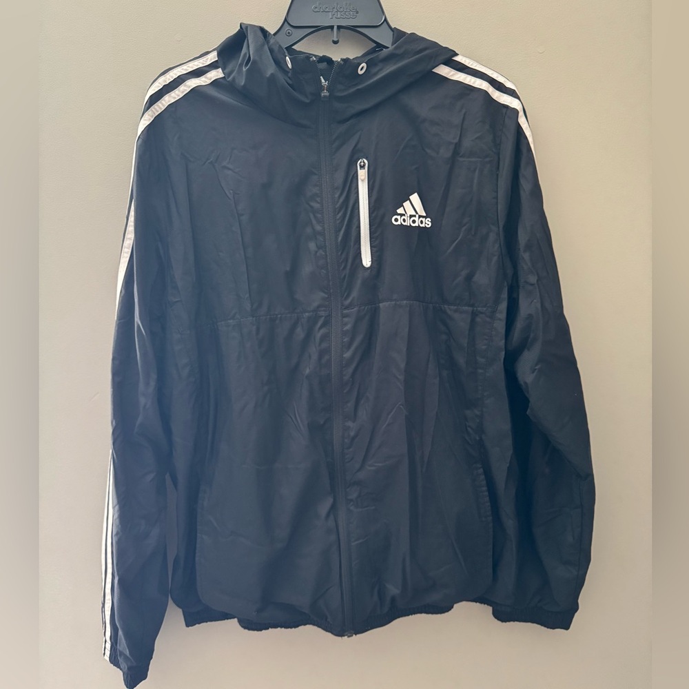 Adidas Black and White Windbreaker, M